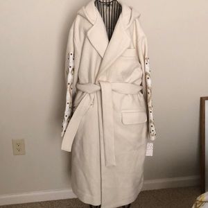 Free People cozy belted embroidered wrap coat